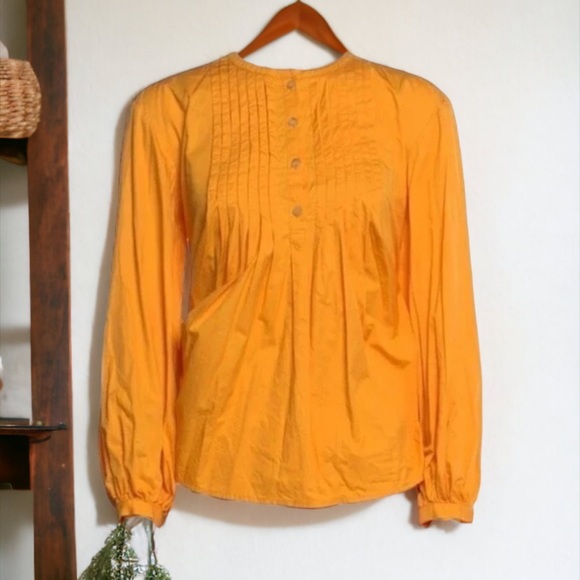 10 Crosby Gathered Derek Lam Pintucked Cotton Poplin Blouse Size 4 - Picture 3 of 11